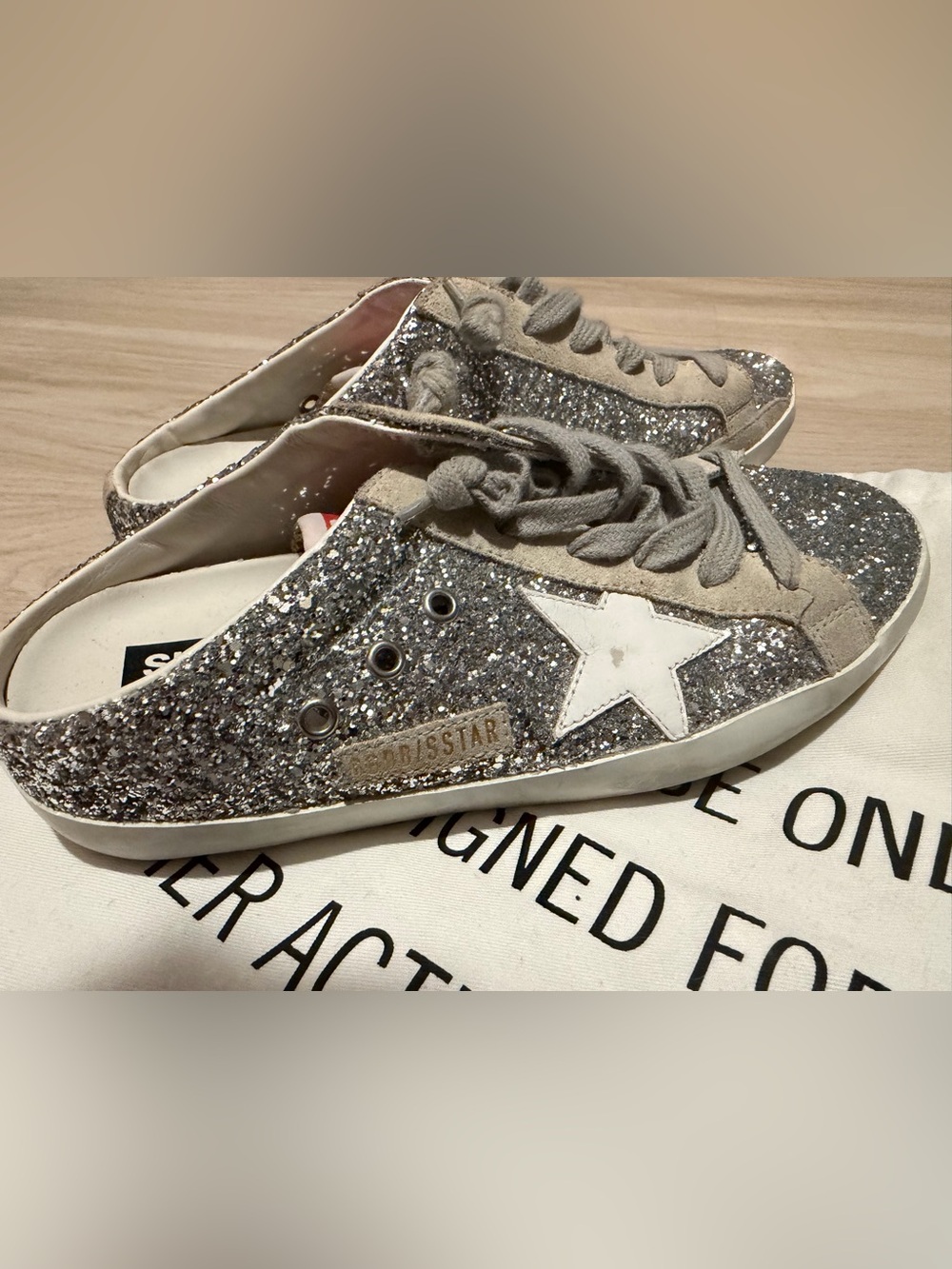 Golden Goose Silver Glitter Superstar Sneakers with White Star